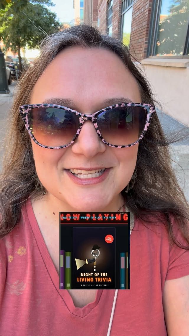 Crystal in sunglasses promoting This Is A Clue Trivia